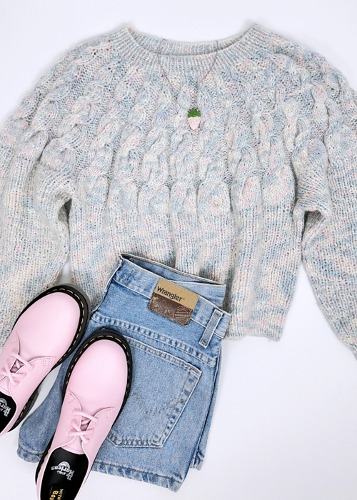 (japan)pastel cable knit sweater