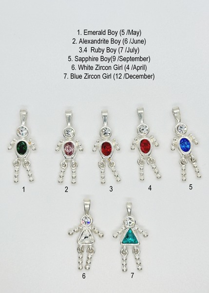 (us)sterling silver birthstone baby pendant
