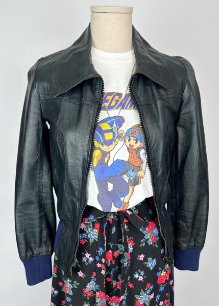 (eu)70s leather zip up jacket
